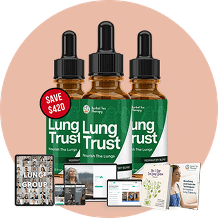 Lung Trust herbal lung support drops, three bottles with bonuses